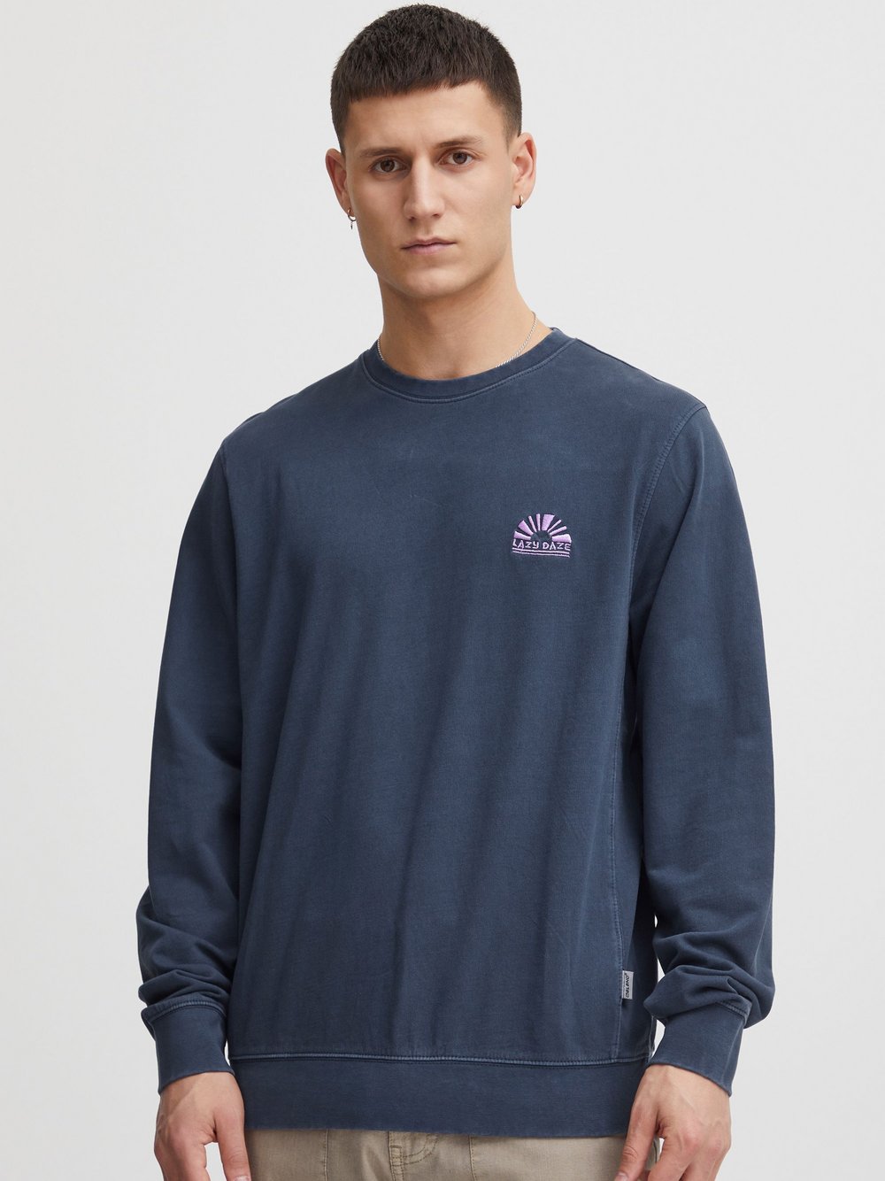 BLEND Sweatshirt Herren Baumwolle blau gemustert, L