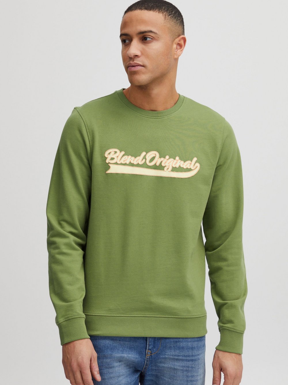 BLEND Sweatshirt Herren Baumwolle grün bedruckt, XXXL