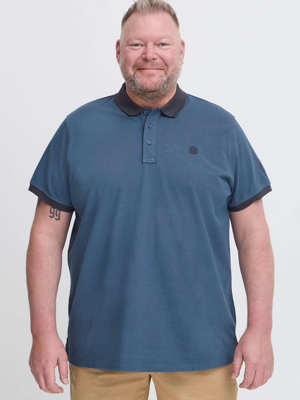 BLEND Poloshirt Herren Baumwolle blau, 5XL