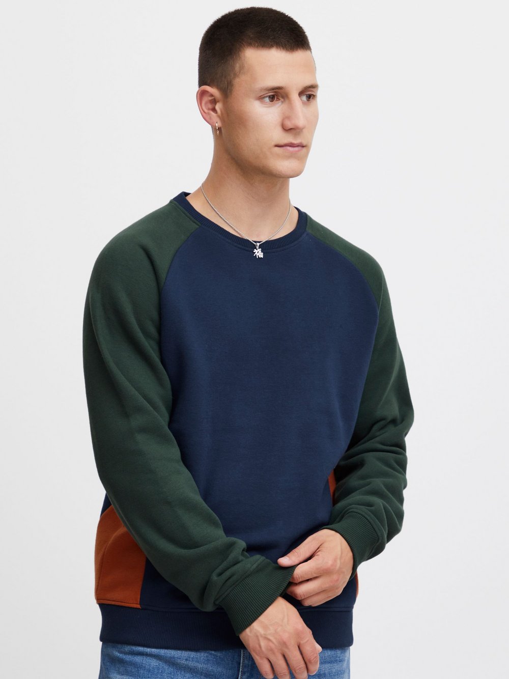 BLEND Sweatshirt Herren Baumwolle blau gemustert, L