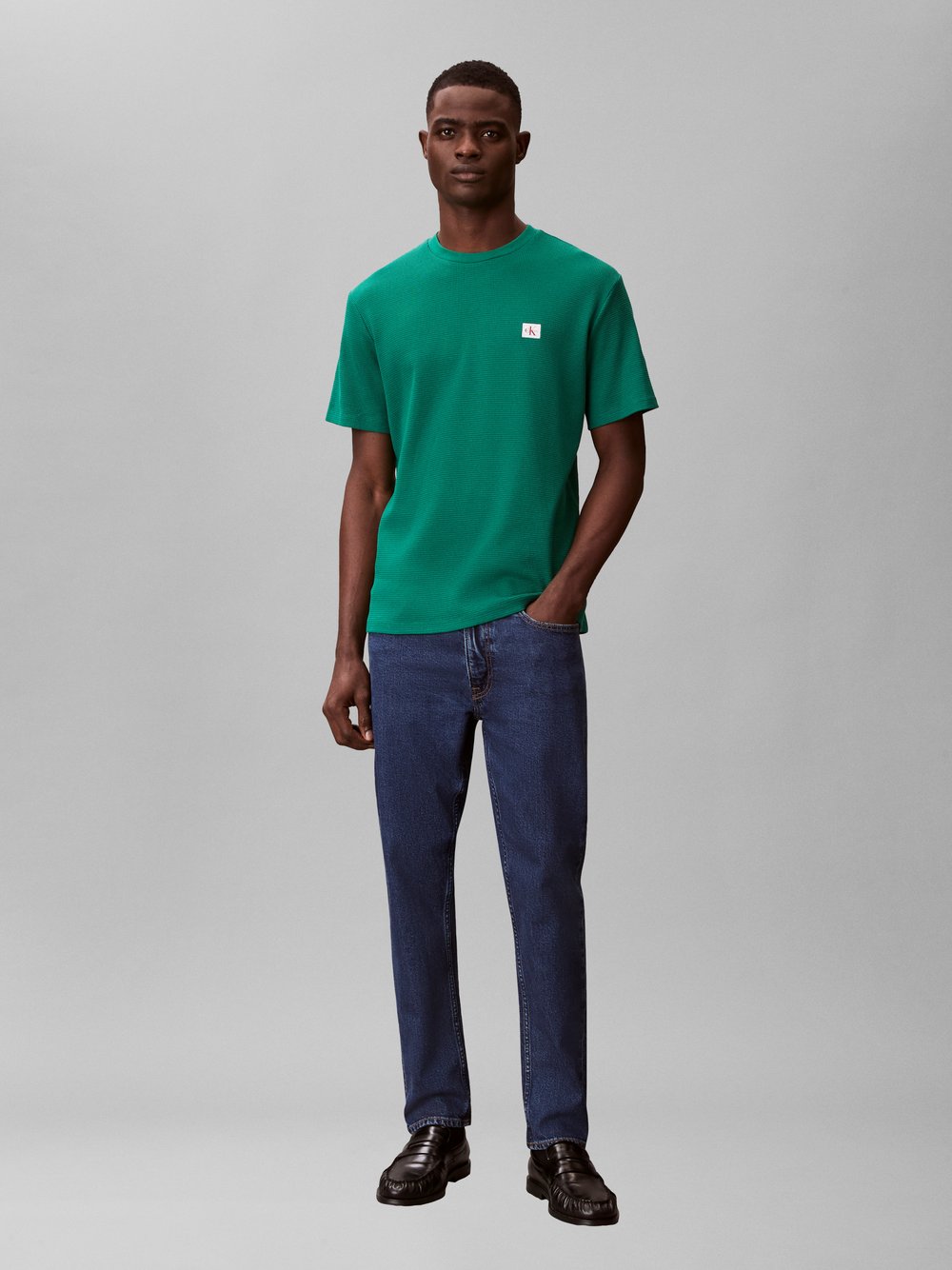 Calvin Klein Jeans T-Shirt Herren Jersey grün strukturiert, XL