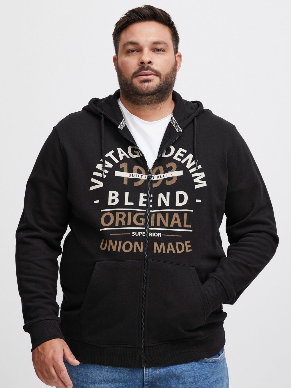 BLEND Hoodie Herren Baumwolle schwarz bedruckt, XXXXL