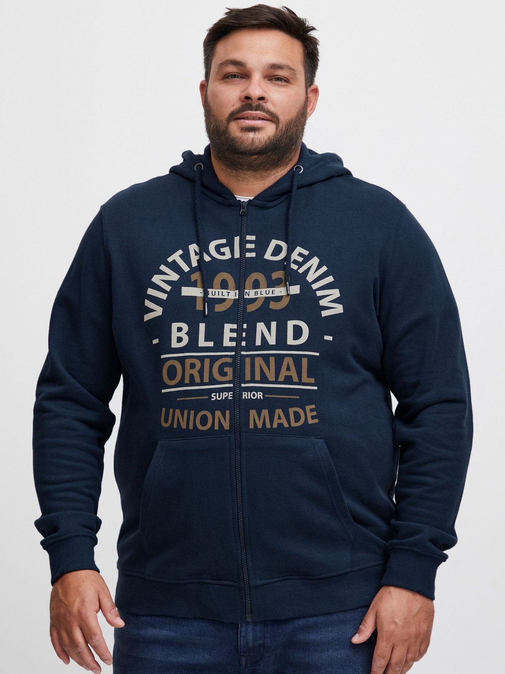 BLEND Hoodie Herren Baumwolle blau bedruckt, XXXXL