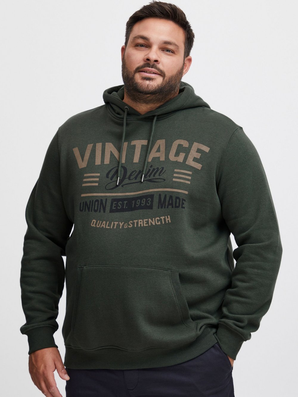 BLEND Hoodie Herren grün bedruckt, XXXL