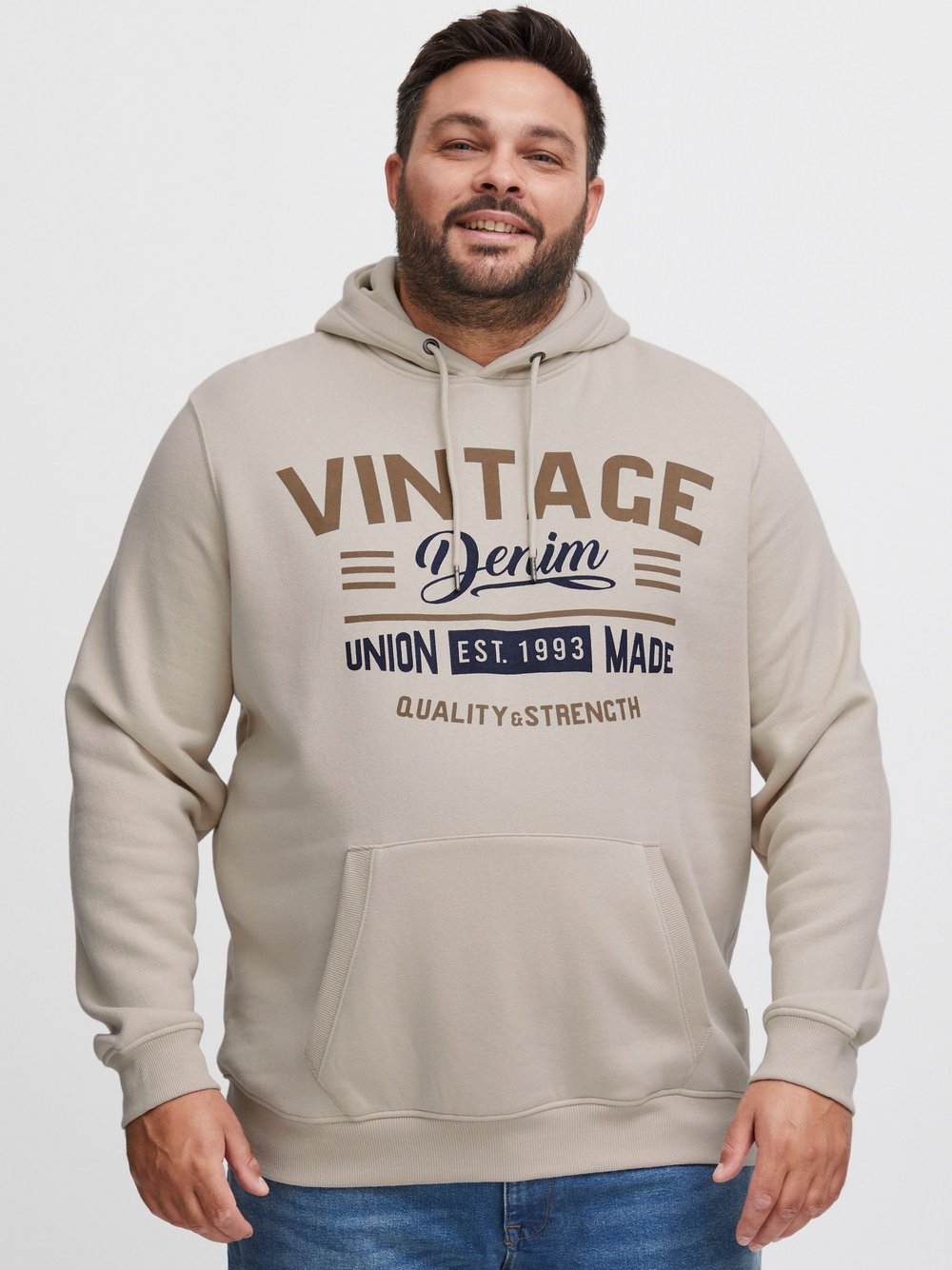 BLEND Hoodie Herren beige bedruckt, XXXL