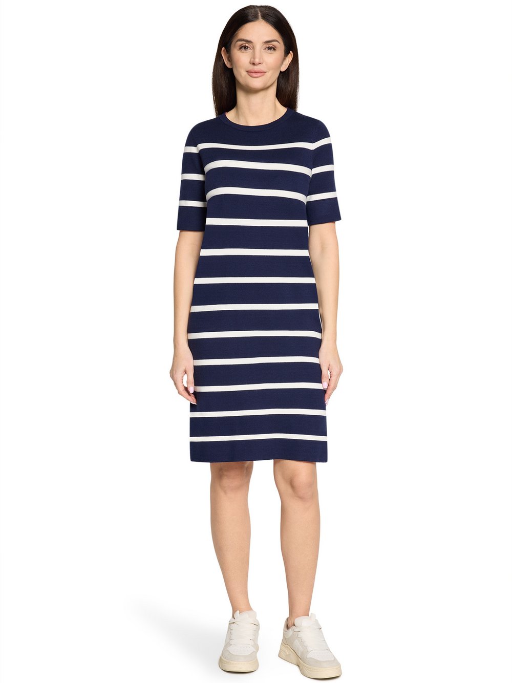 Thumbnail - Cartoon Strickkleid Damen blau gestreift, 40