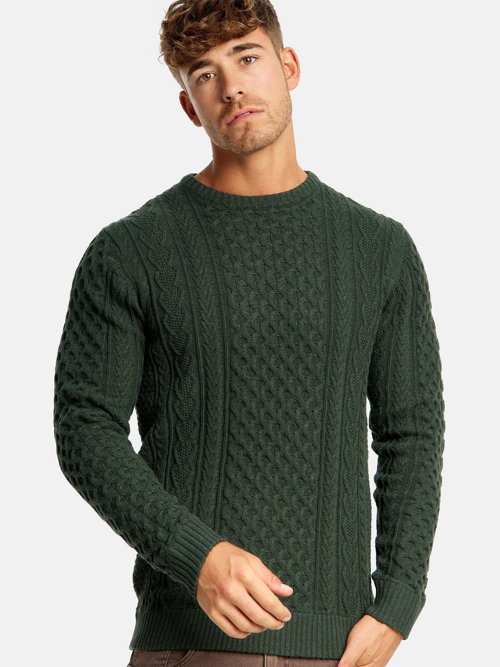 Indicode Strickpullover Herren Jersey grün, L