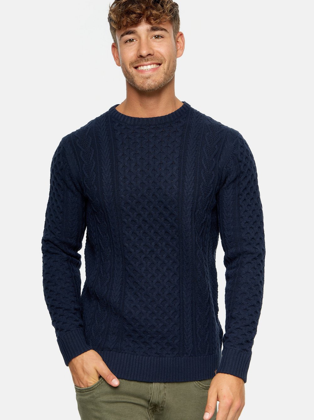 Indicode Strickpullover Herren Jersey blau, XXL