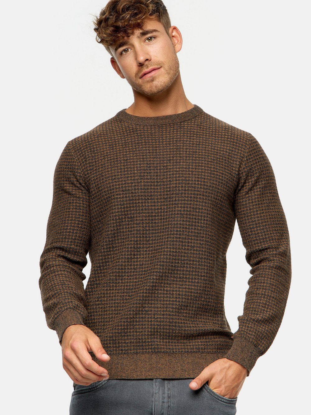 Indicode Strickpullover Herren Jersey grau, L