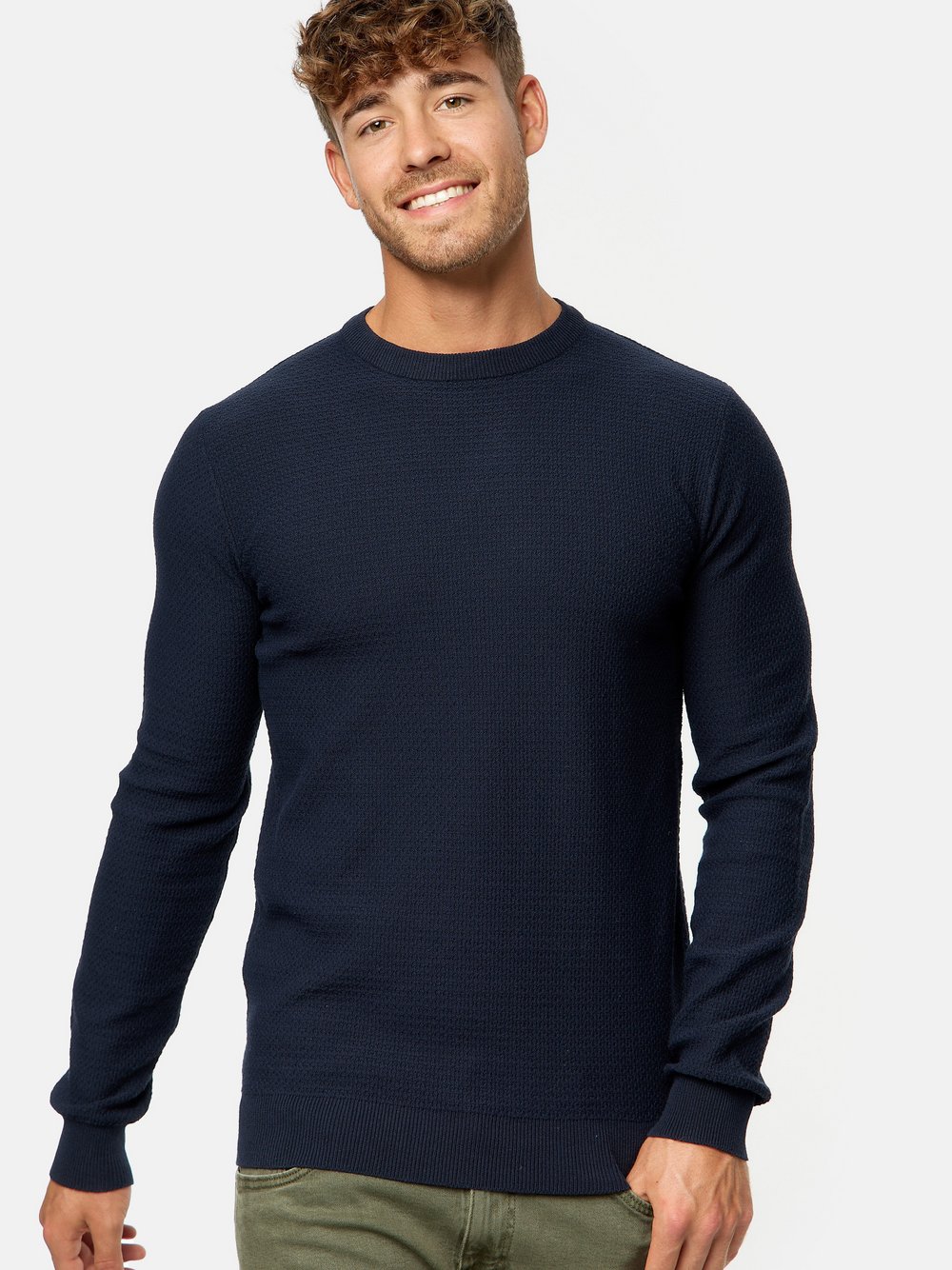 Indicode Strickpullover Herren Jersey blau, XXL