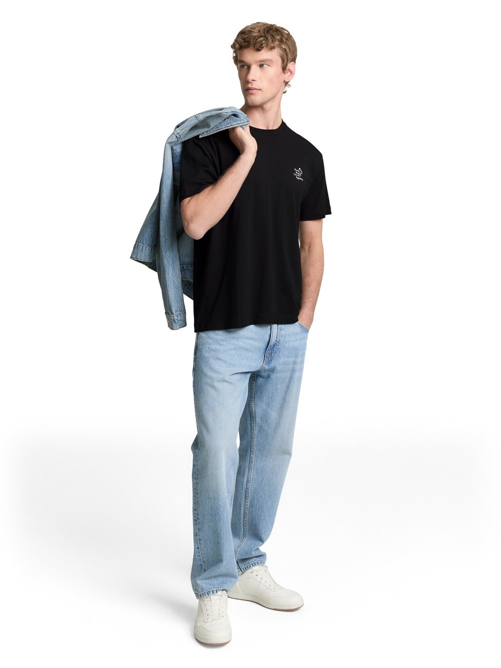 Tom Tailor Denim T-Shirt Herren Baumwolle schwarz, L