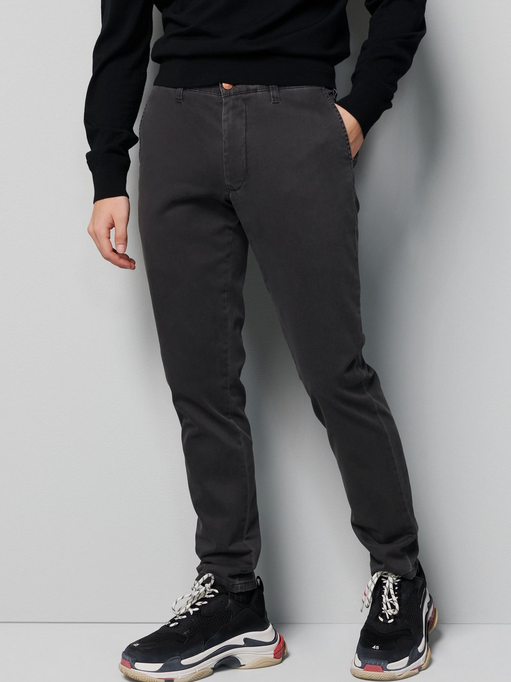 MEYER Chino-Hose Herren Baumwolle grau, 34-34