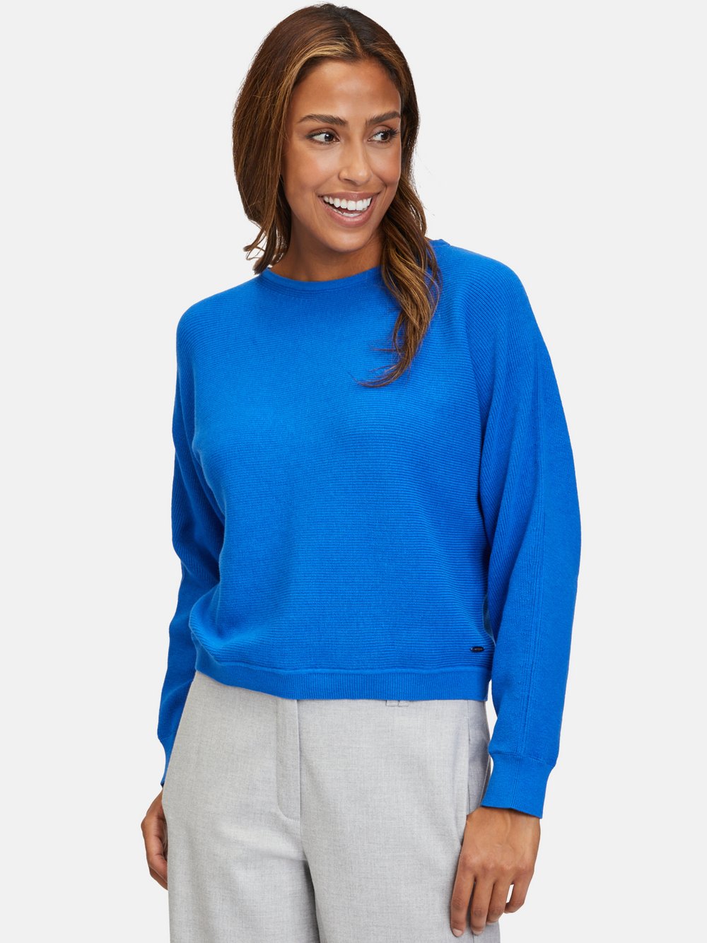 Betty & Co Feinstrickpullover Damen Baumwolle blau, 46