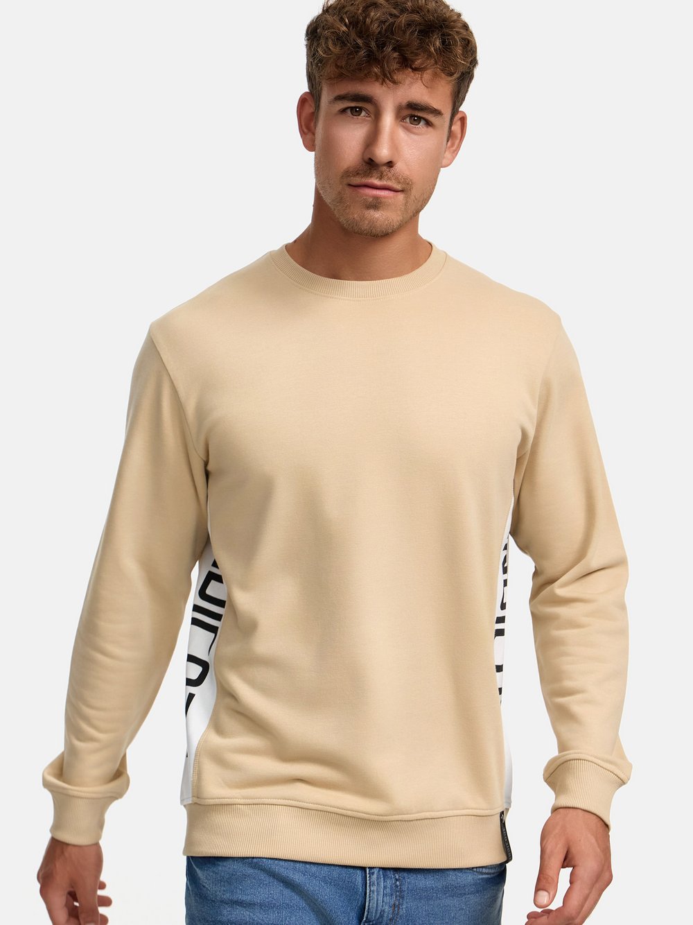 Indicode Sweatshirt Herren Baumwolle beige, L