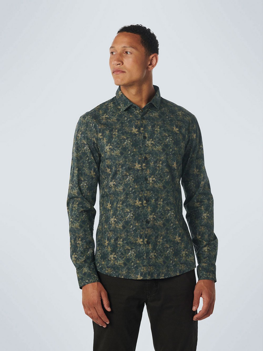 No Excess Hemd Herren Regular Fit Baumwolle blau bedruckt, XXL