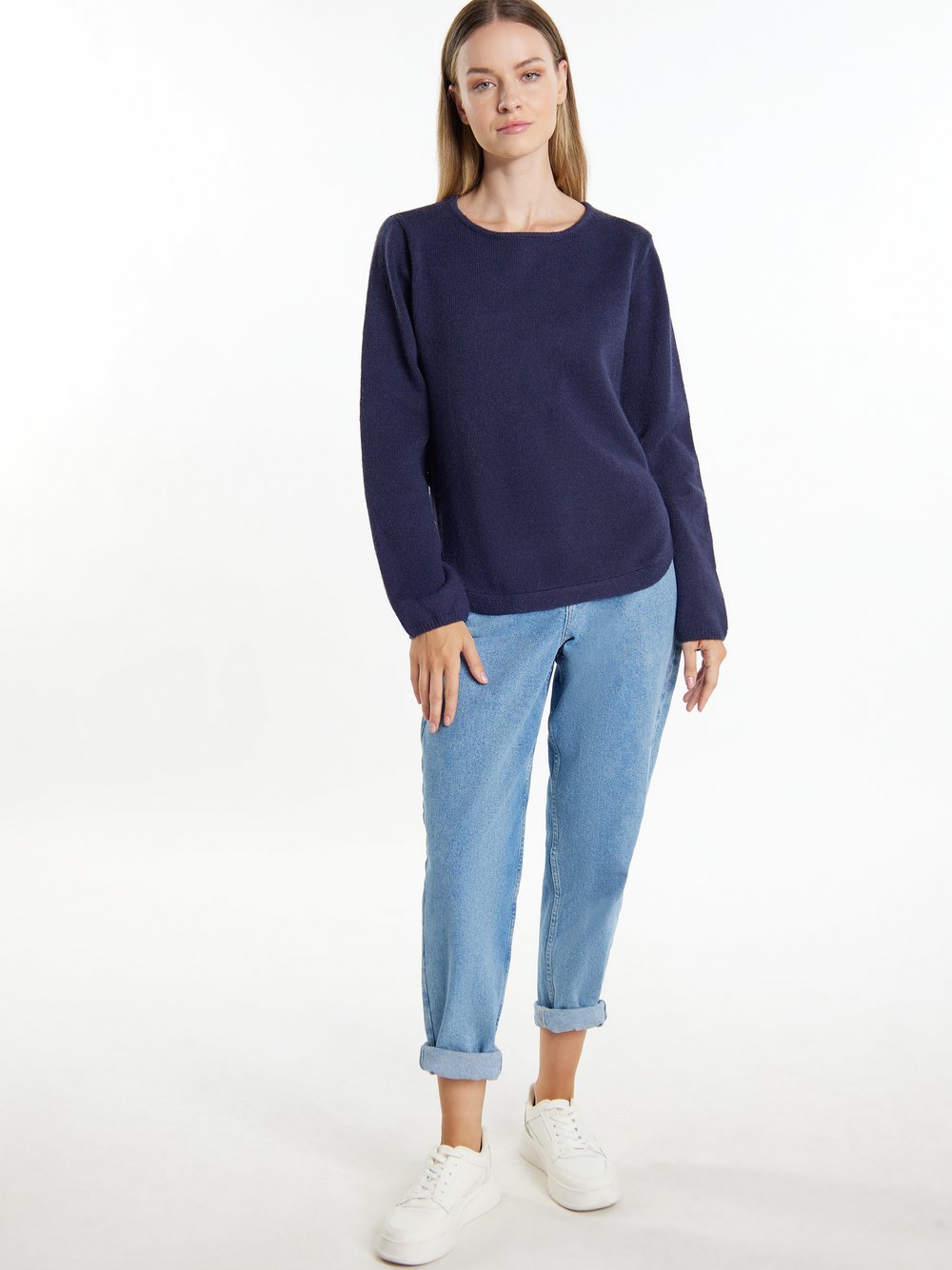 Dreimaster Strickpullover Damen Polyamid blau gestreift, M/L