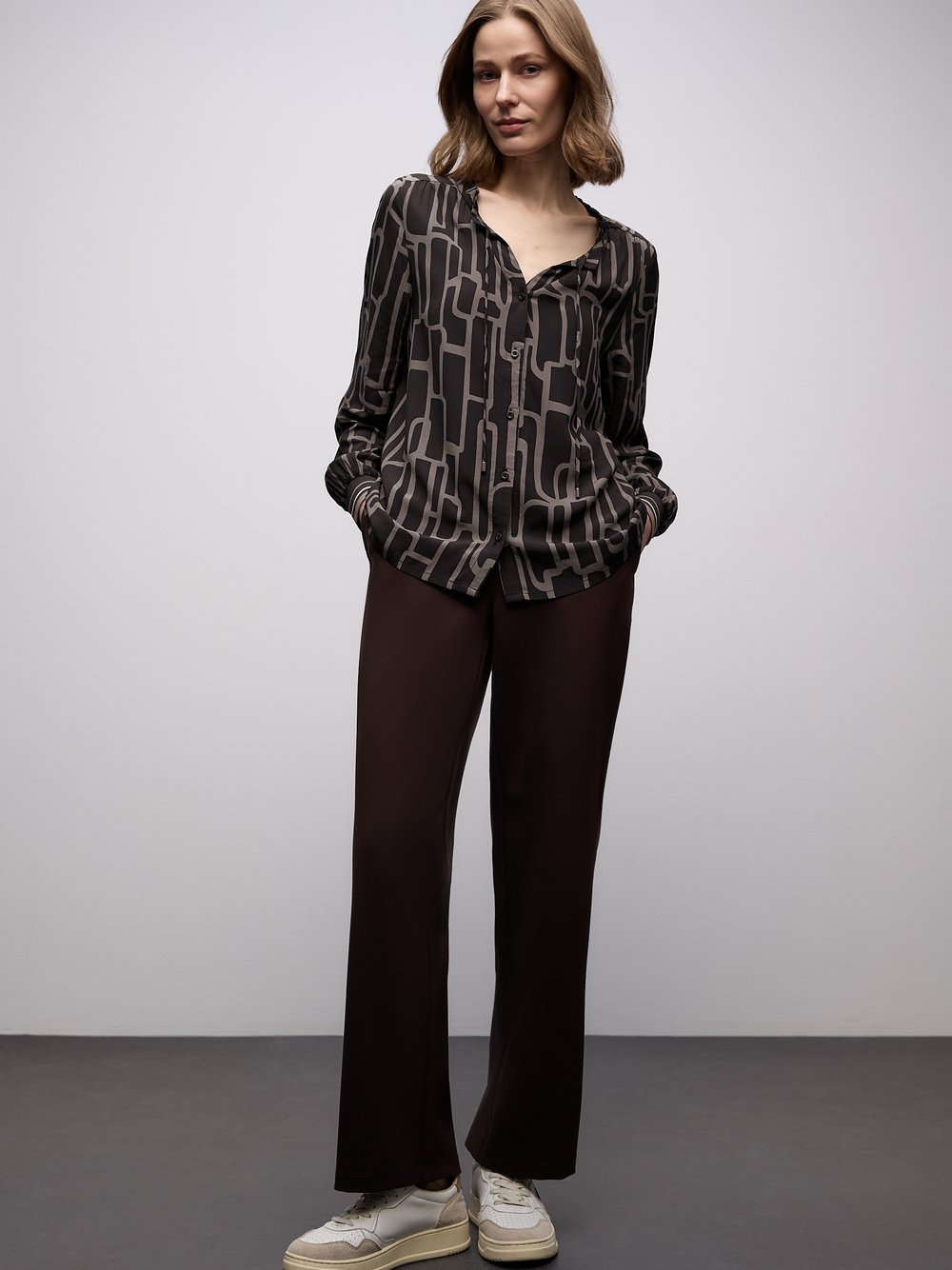 Street One Bluse Damen Viskose braun gemustert, 42