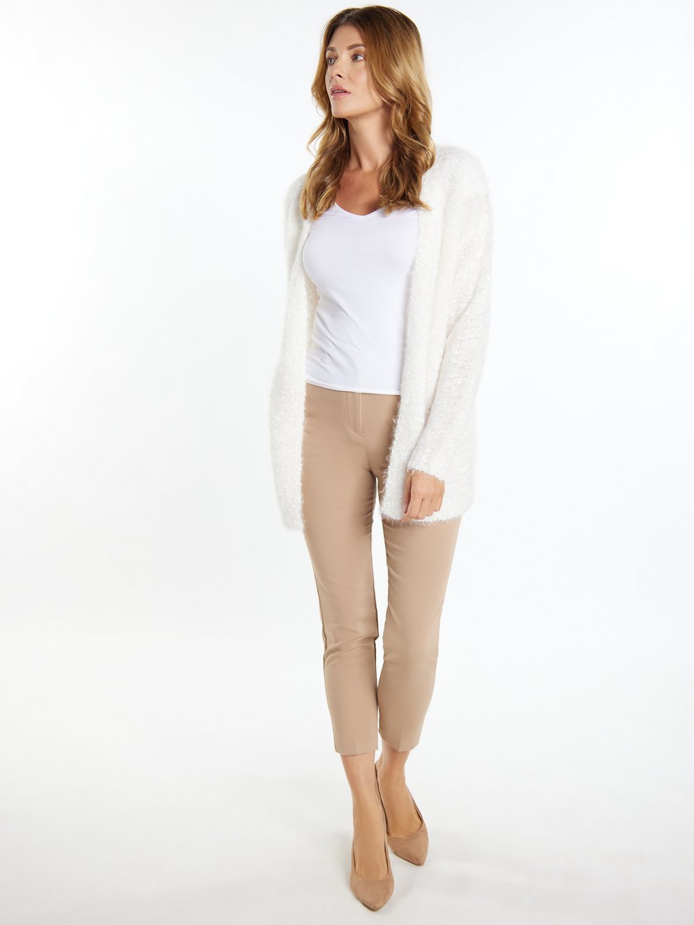 Usha Strickcardigan Damen weiß, XS/S