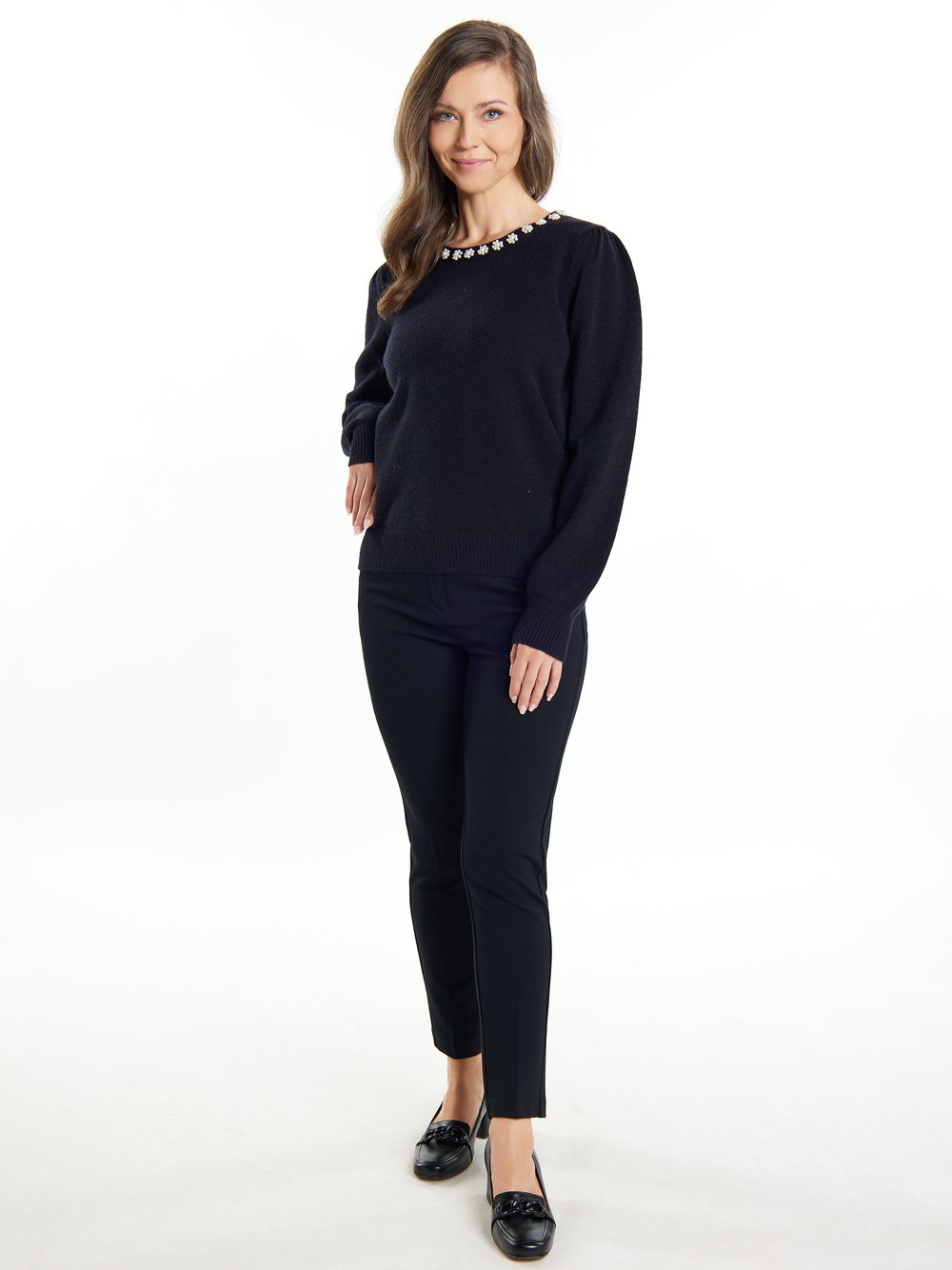 Usha Pullover mit Perlen Damen Polyamid schwarz, XS/S