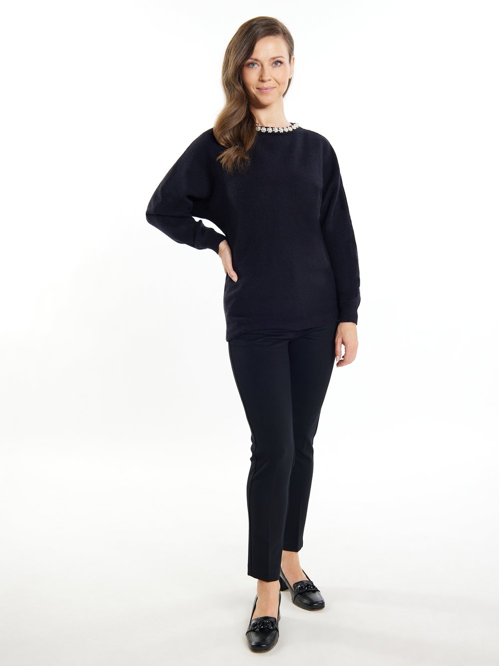 Usha Pullover mit Perlen Damen Polyamid schwarz, XS/S