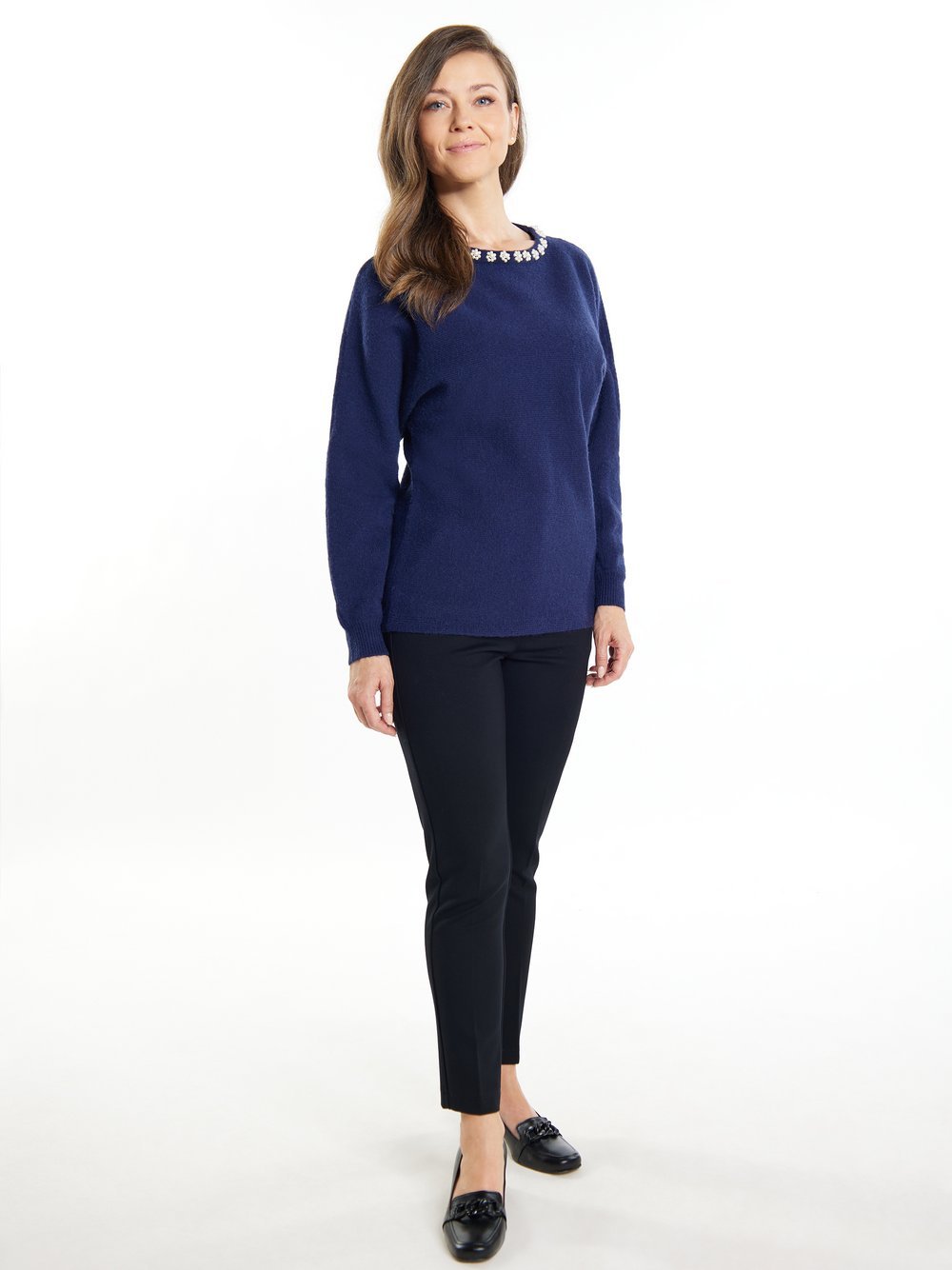 Usha Pullover mit Perlen Damen Polyamid blau, XL/XXL