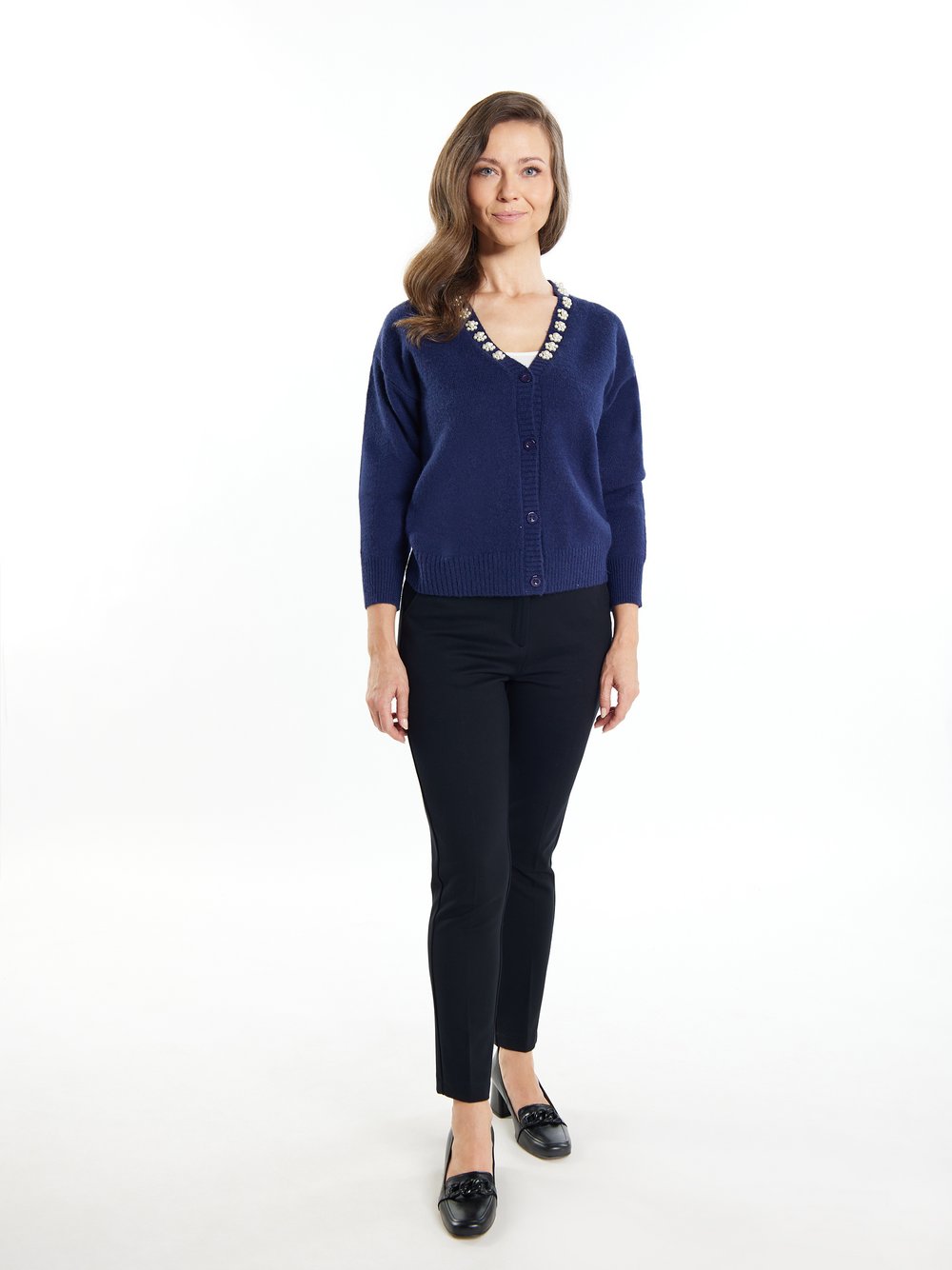 Usha Cardigan mit Perlen Damen Polyamid blau, M/L