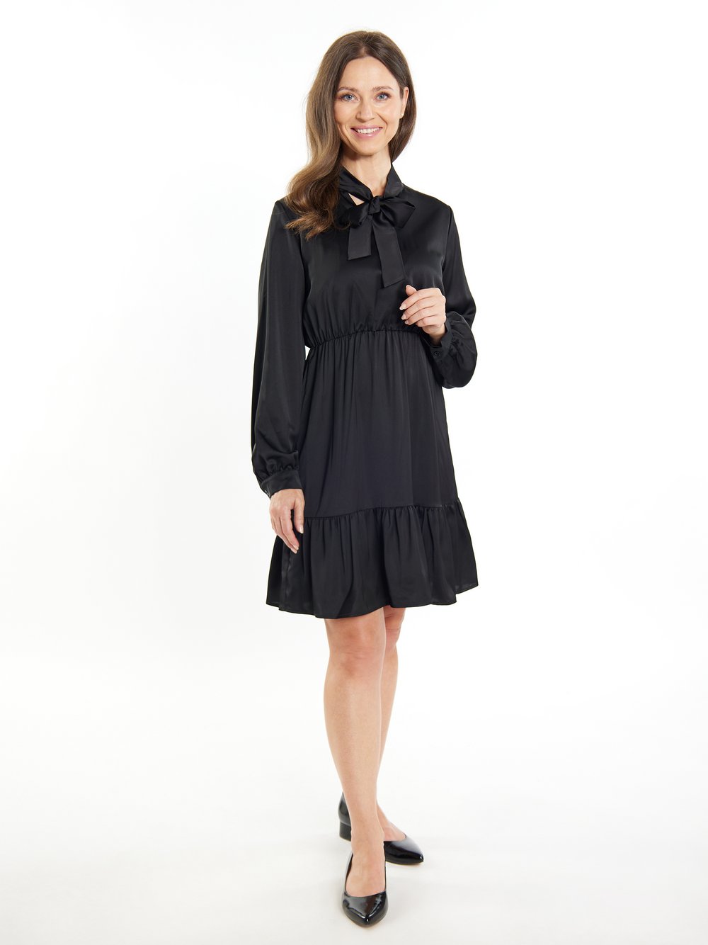 Usha Midikleid mit Volant Damen schwarz, XL