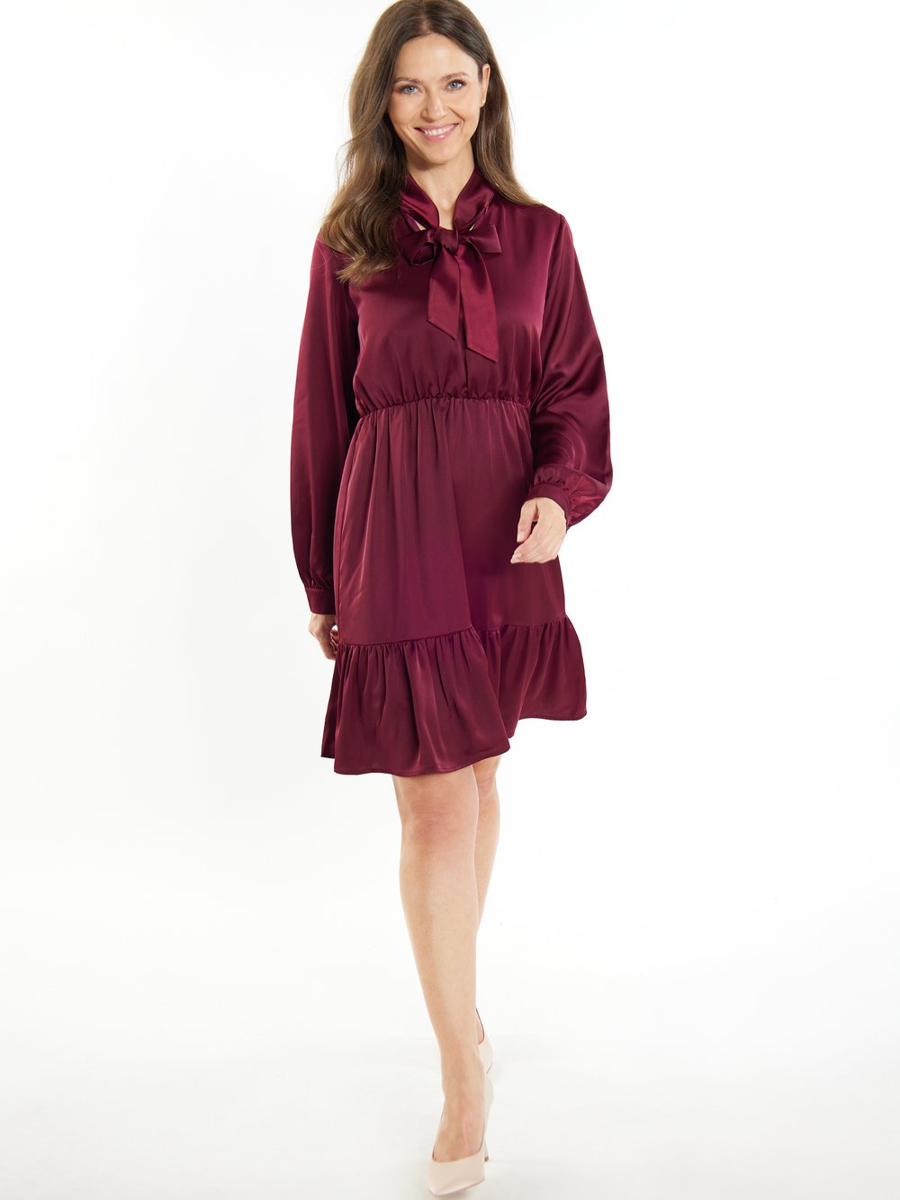 Usha Midikleid mit Volant Damen rot, M