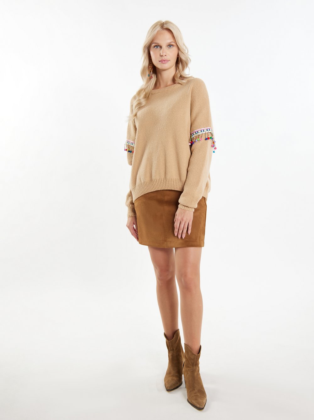 IZIA Pullover Damen beige gemustert, XS/S