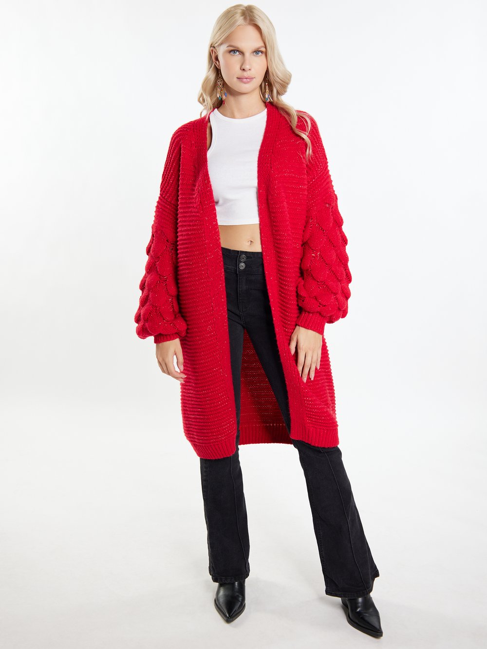 IZIA Long Cardigan Damen rot, XS/S