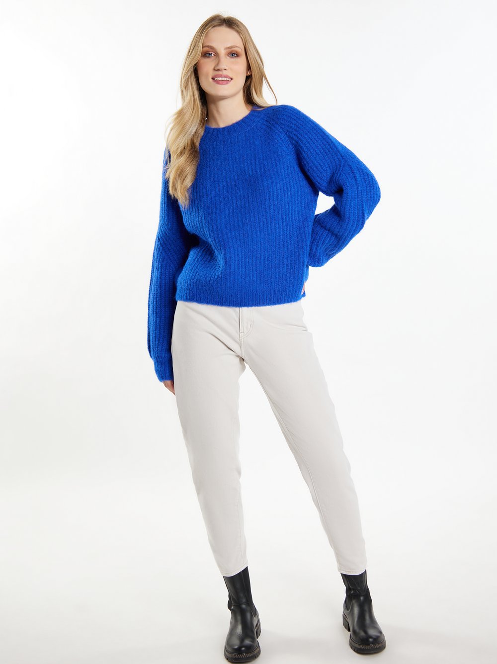 Dreimaster Strickpullover Damen blau, M/L