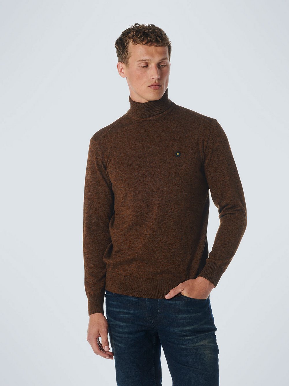 No Excess Rollkragenpullover Herren Baumwolle gelb, M