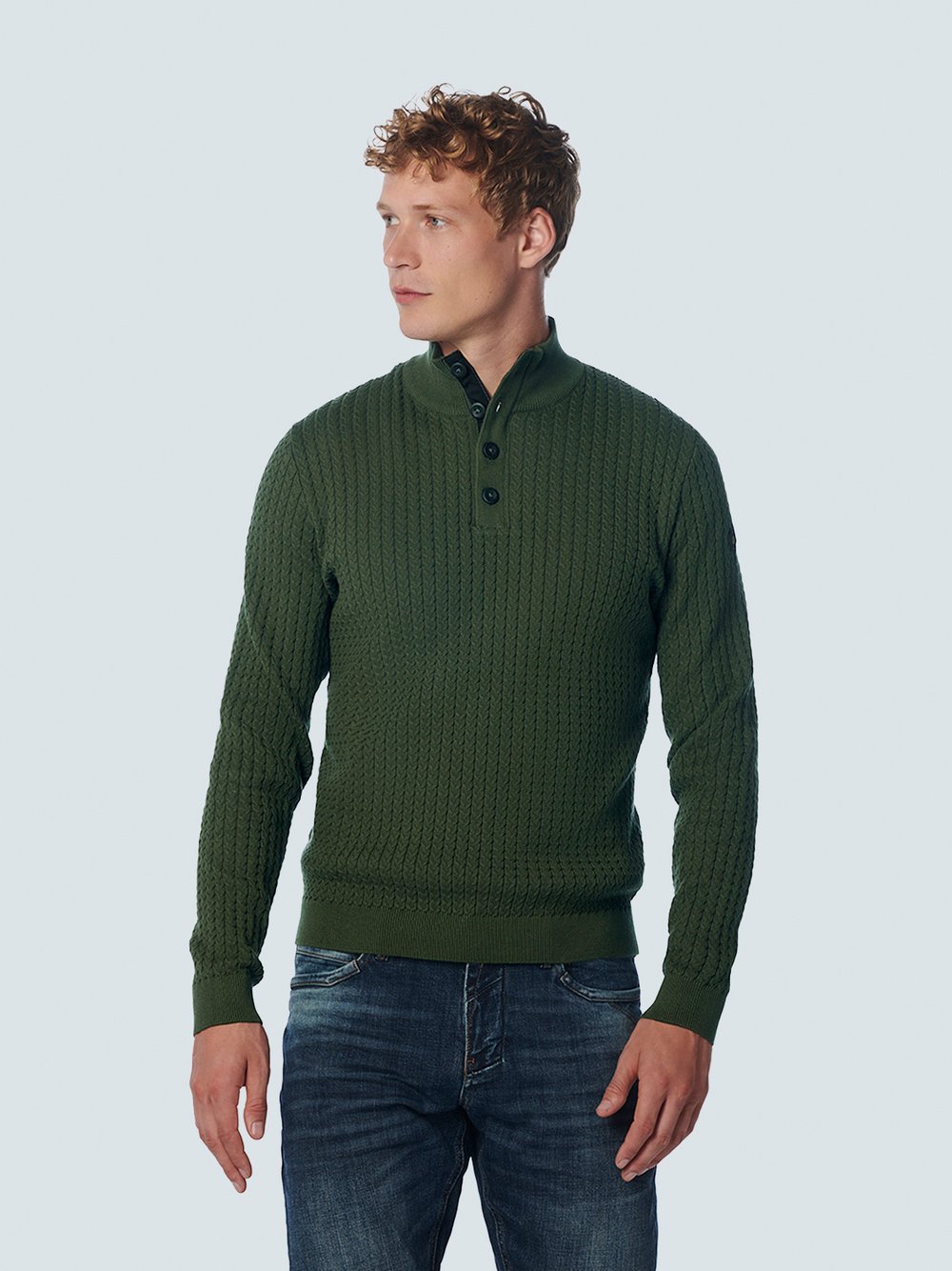 No Excess Strickpullover Herren Baumwolle grün, XXL