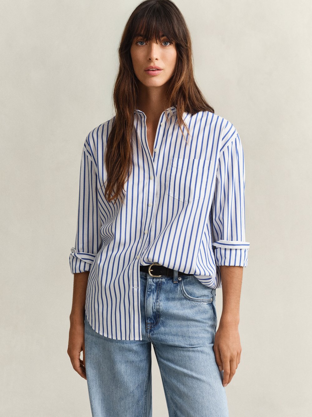 Gant Hemdbluse Damen Baumwolle blau gestreift, 38