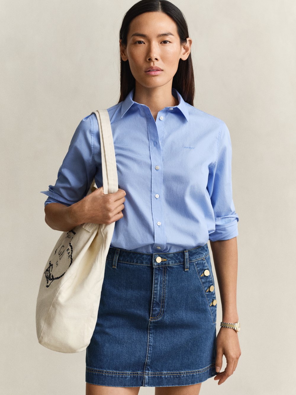 Gant Hemdbluse Damen Baumwolle blau, 34