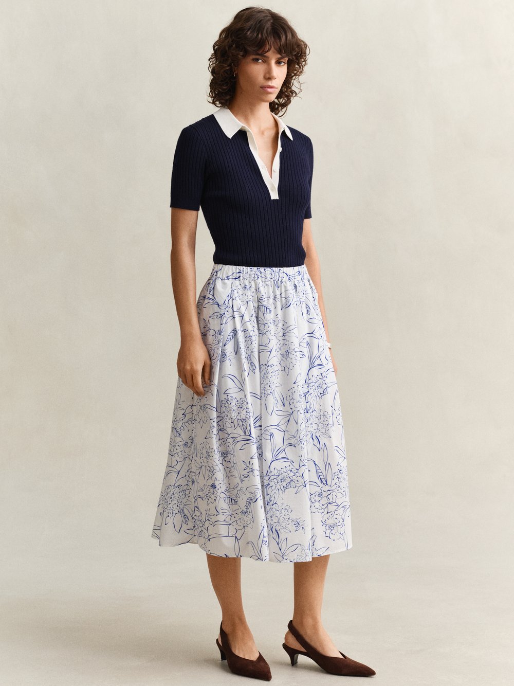 Gant Faltenrock Damen Baumwolle (100%) blau gemustert, 34