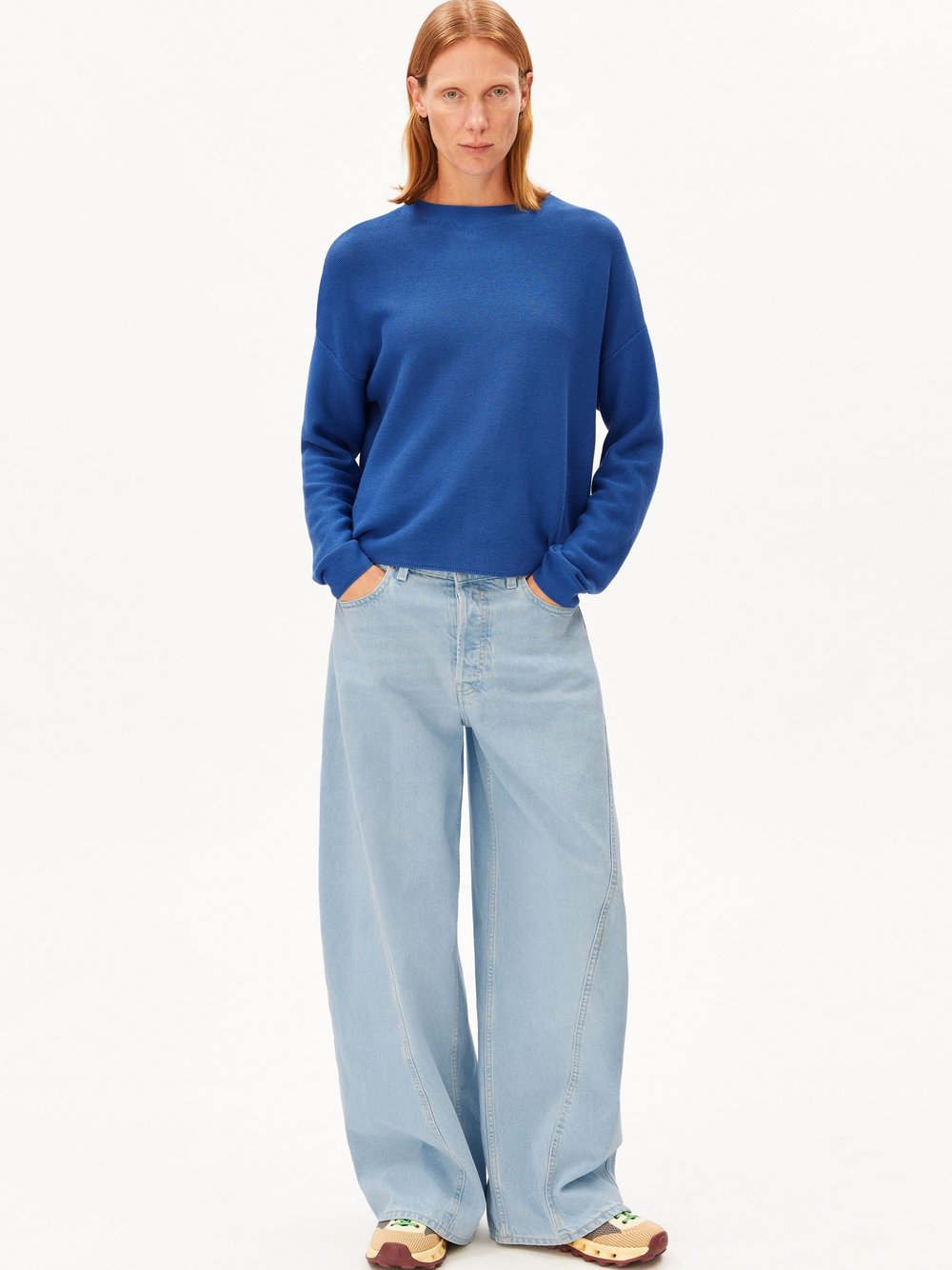 Thumbnail - ARMEDANGELS Strickpullover Damen Baumwolle (100%) blau strukturiert, M