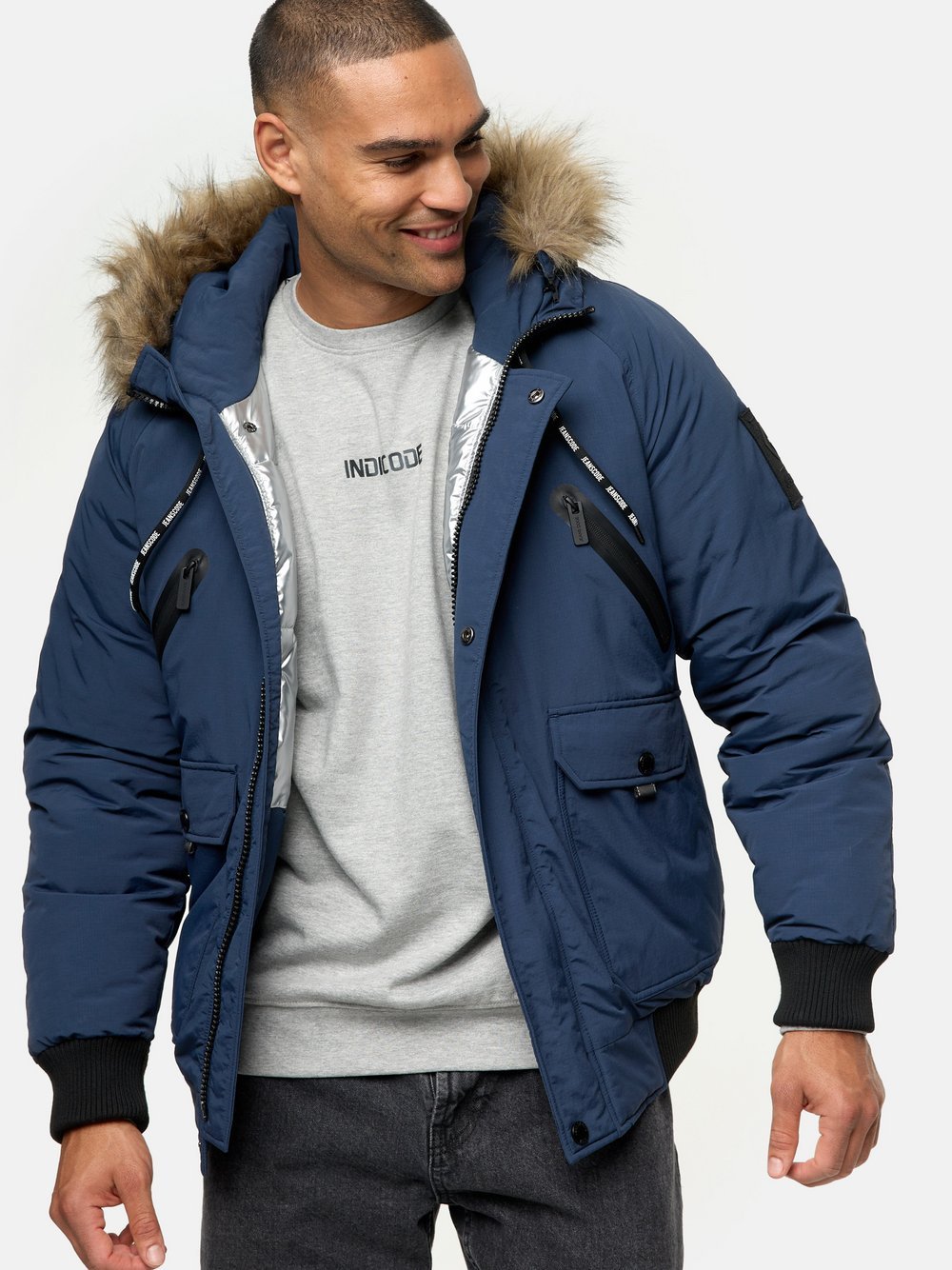 Indicode Winterjacke Herren blau, S