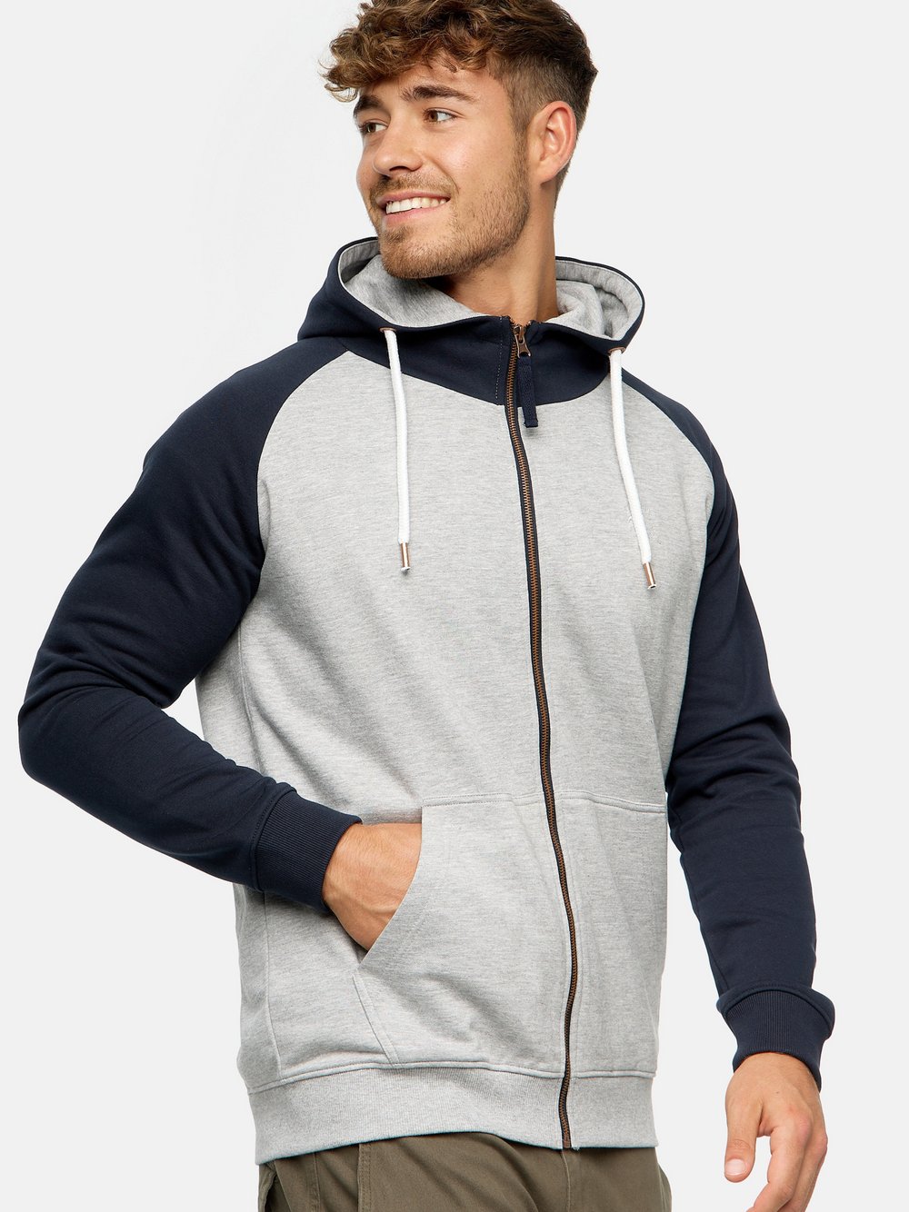 Indicode Sweatjacke Herren Baumwolle grau, XXL