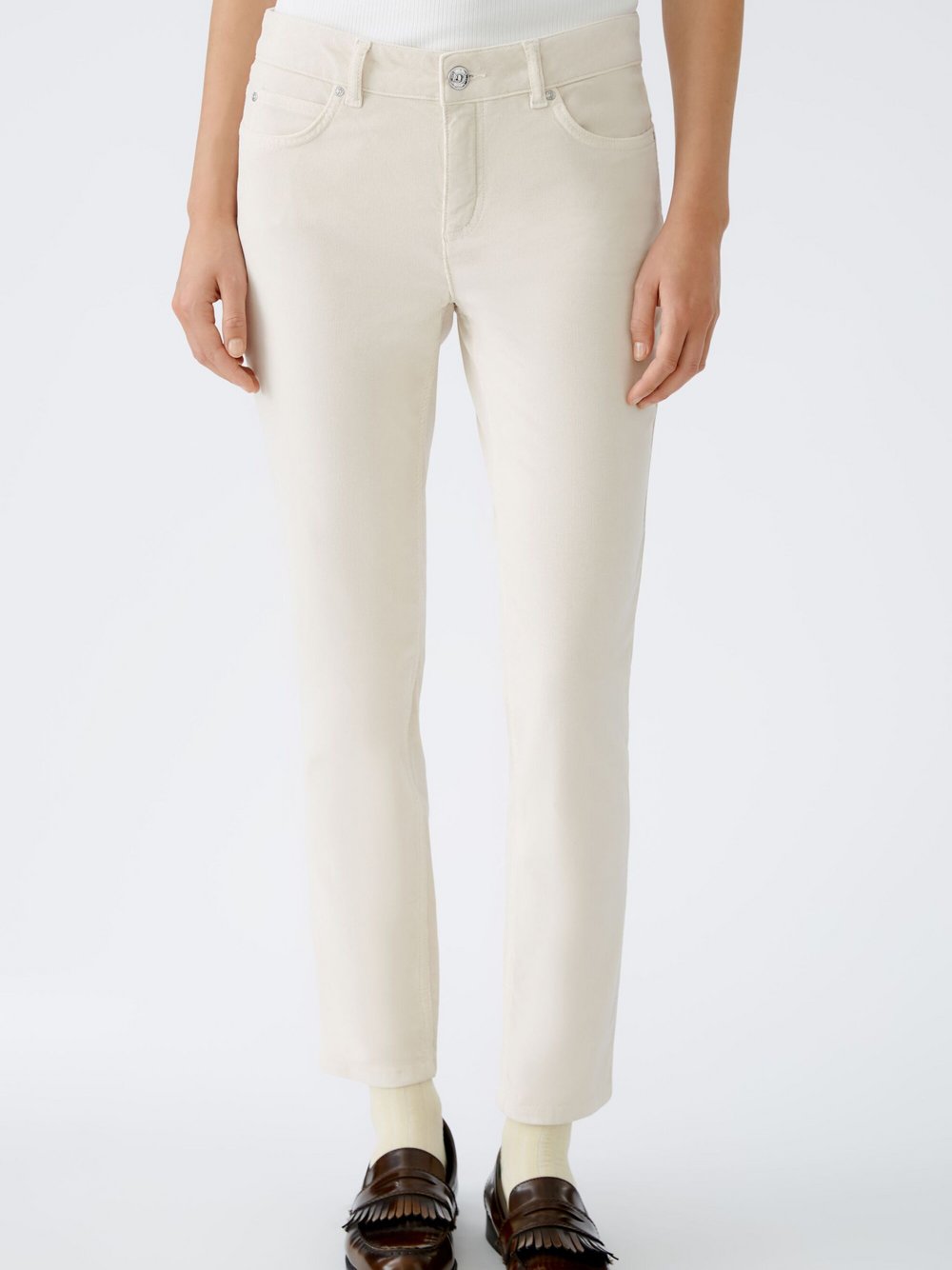 Oui Jeggings Damen Baumwolle beige, 38