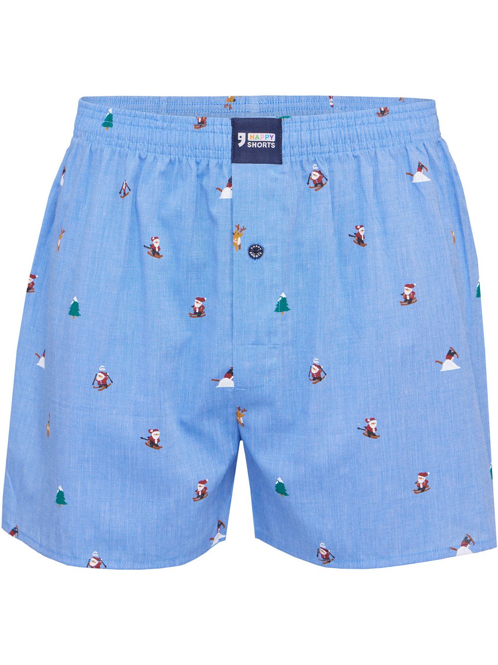 HAPPY SHORTS Boxer  Herren Baumwolle blau bedruckt, S