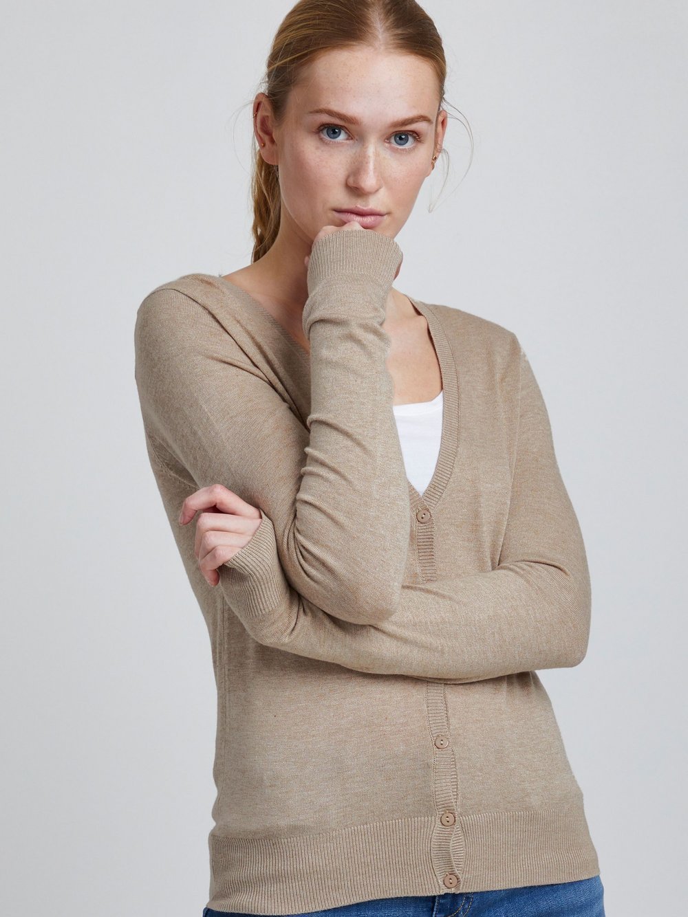 B.Young Cardigan Damen Viskose beige, L