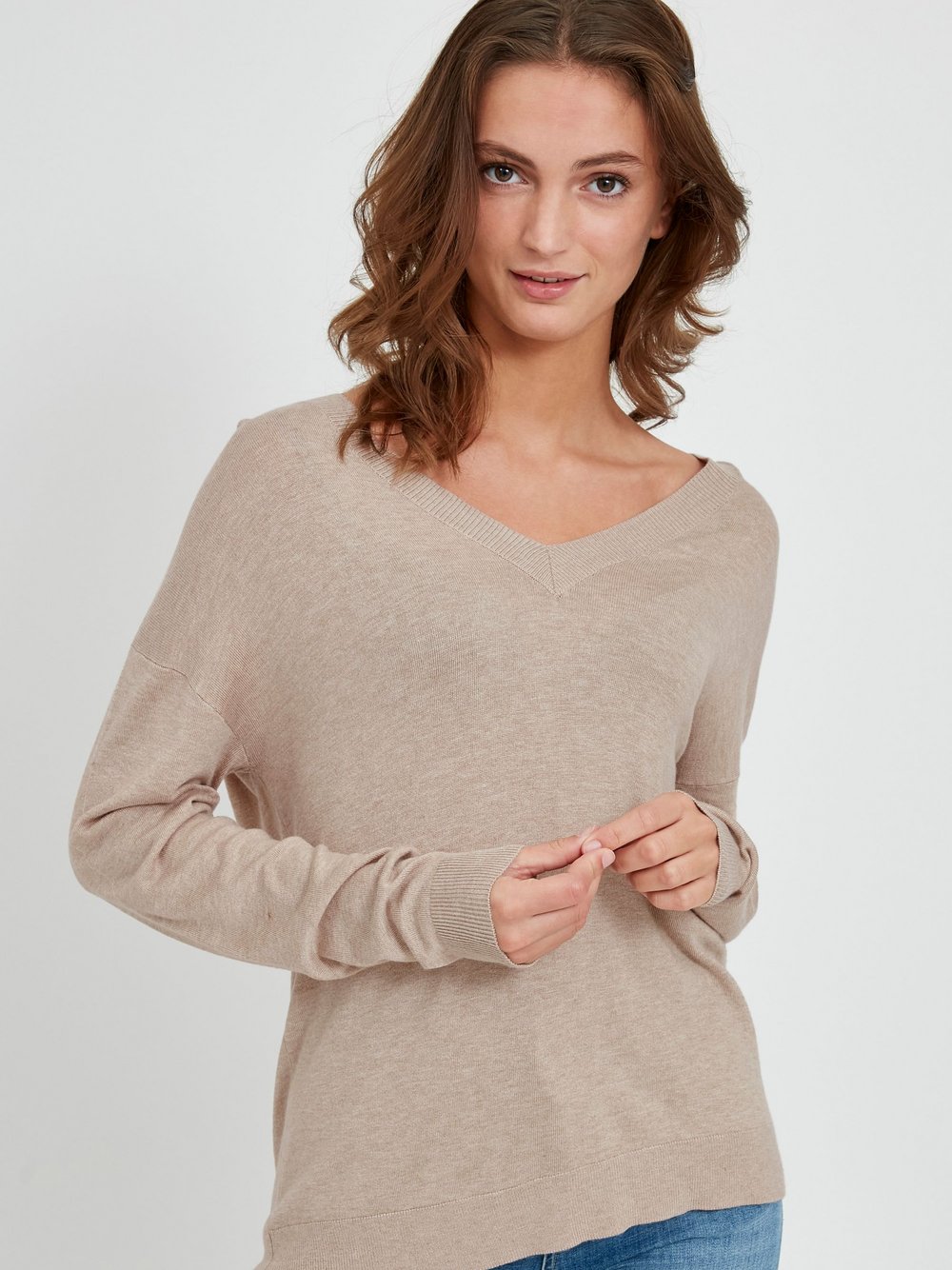 B.Young Strickpullover Damen Viskose beige, M