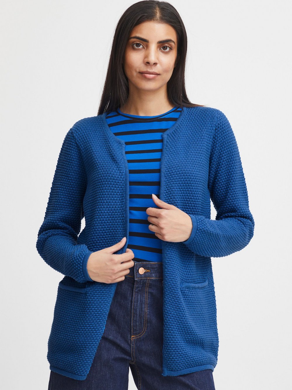 B.Young Strickjacke Damen Baumwolle blau, XXL