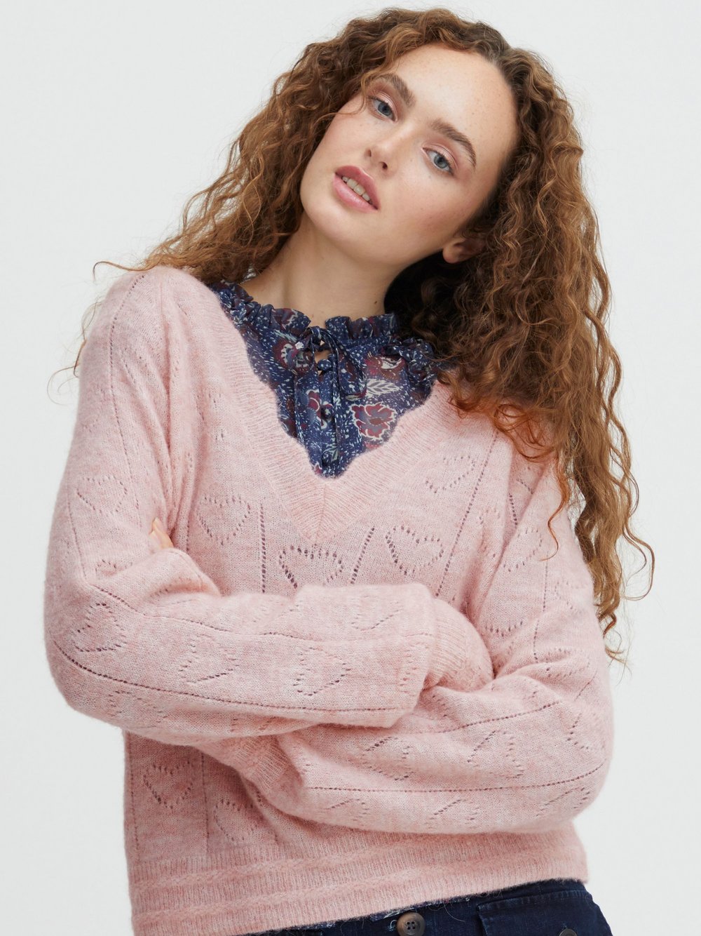 Atelier Rêve Strickpullover Damen rosa gemustert, XXL