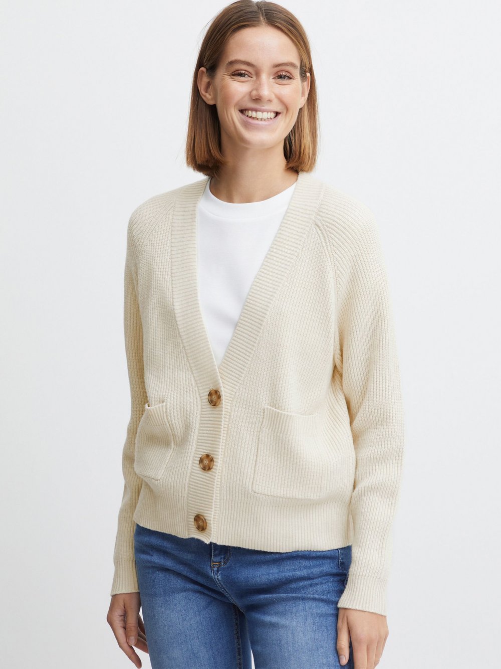 B.Young Strickjacke Damen Viskose beige, XXL