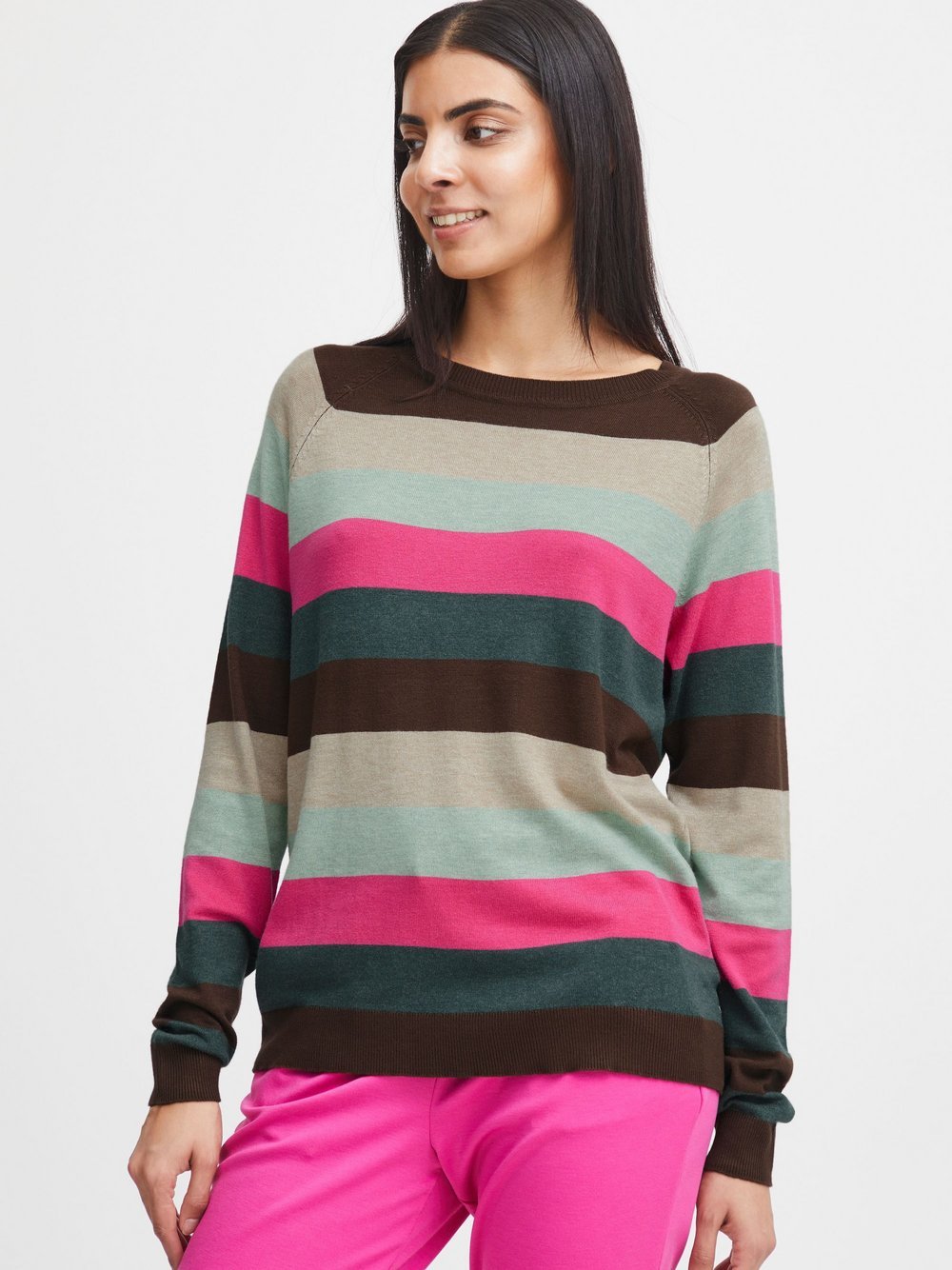 B.Young Pullover Damen Viskose mehrfarbig gestreift, M