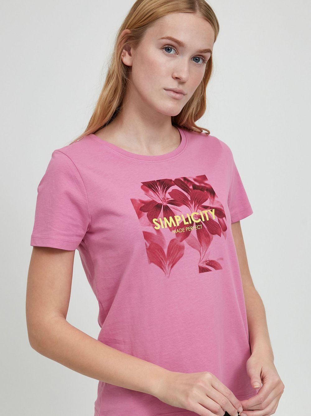 B.Young T-Shirt Damen Baumwolle rosa bedruckt, L