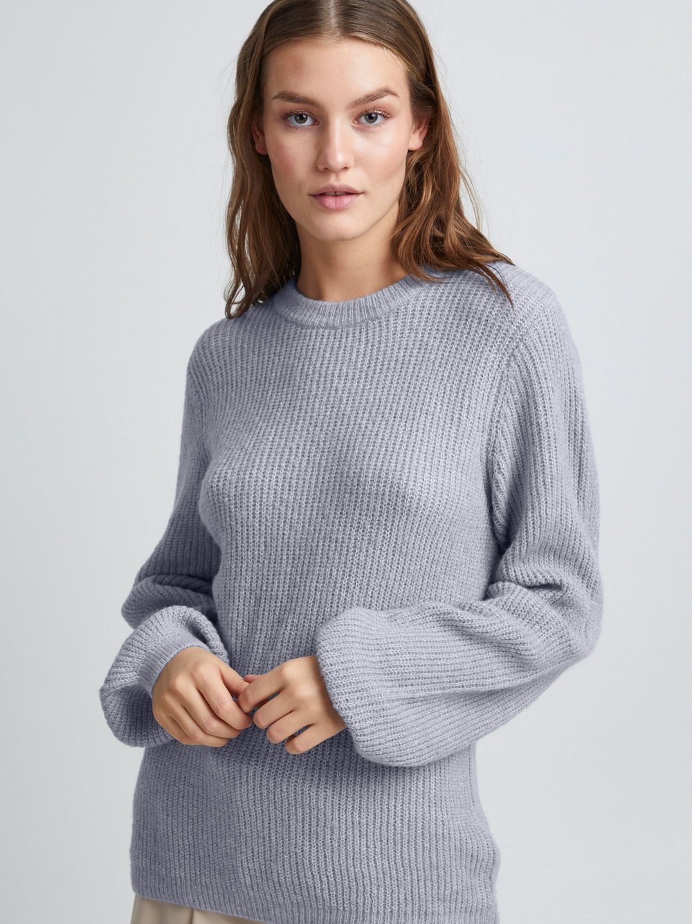 B.Young Strickpullover Damen blau meliert, L