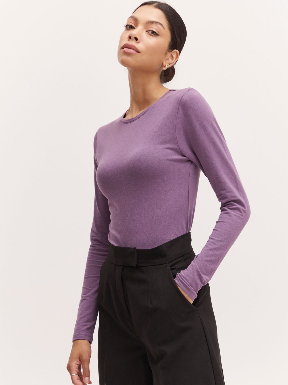 B.Young Langarmshirt Damen lila, L